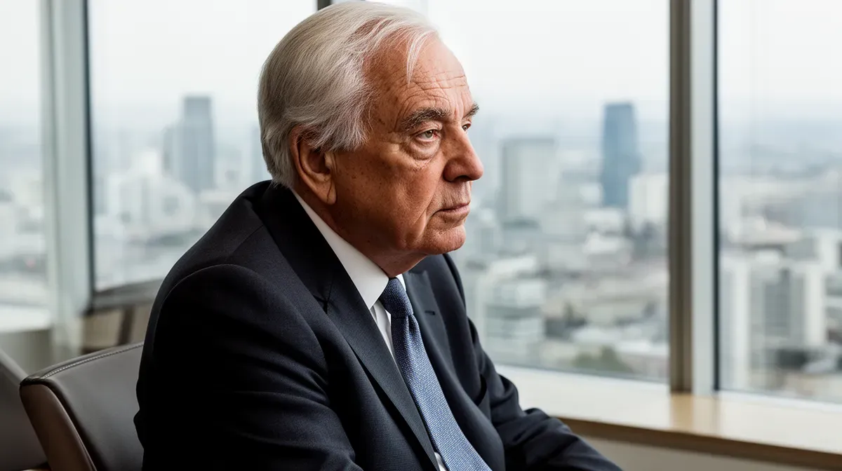Portrait de Bernard d'Ormale dans un bureau moderne, regardant pensivement par la fenêtre