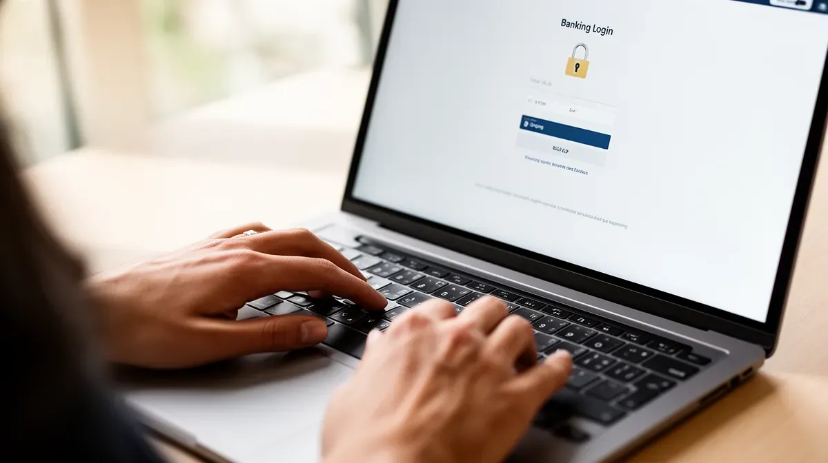 Mains d'une personne tapant sur un clavier d'ordinateur avec un cadenas de sécurité affiché à l'écran