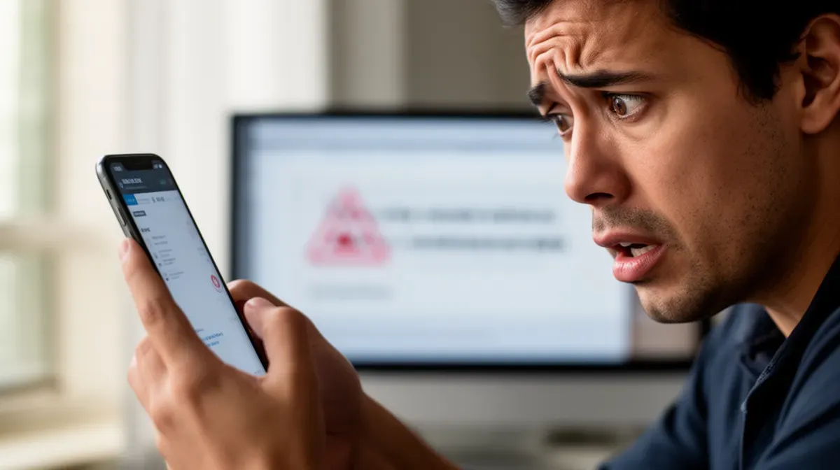 Personne rencontrant un problème de connexion bancaire sur son smartphone
