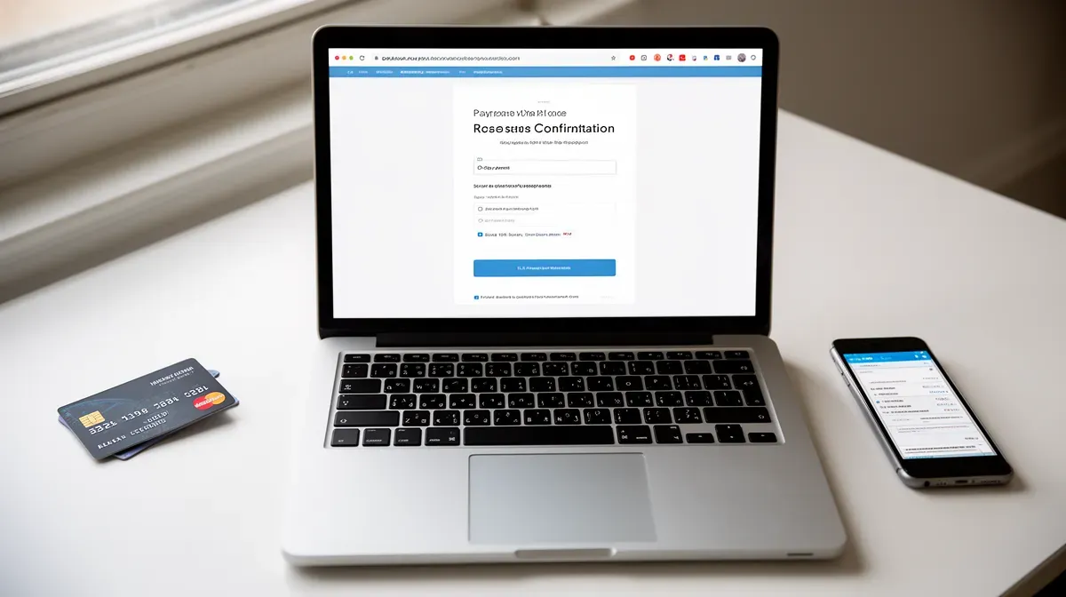 Confirmation de paiement en ligne sécurisé avec carte bancaire et smartphone