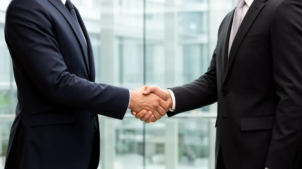 Poignée de main entre un homme d'affaires et un consultant, illustrant les activités privées lucratives