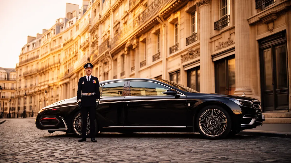Voiture de fonction avec chauffeur devant un immeuble parisien, symbole des privilèges des anciens Premiers ministres