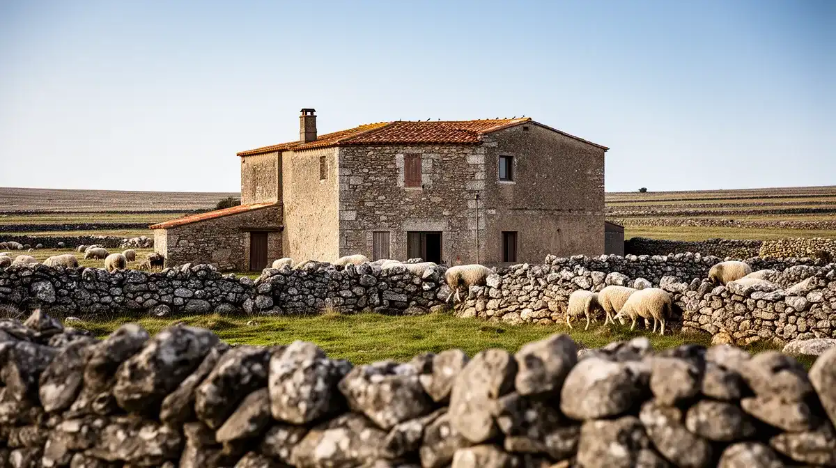 Ferme de José Bové sur le plateau du Larzac, son lieu de vie et d'activité agricole