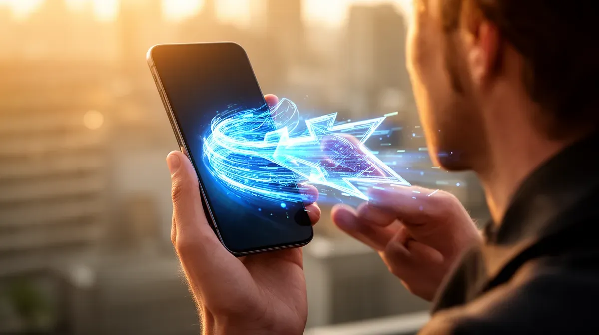 Personne utilisant un virement instantané sur son smartphone