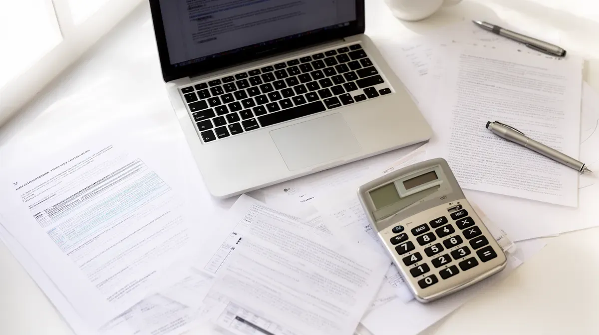 Bureau d'un conseiller financier avec ordinateur et documents