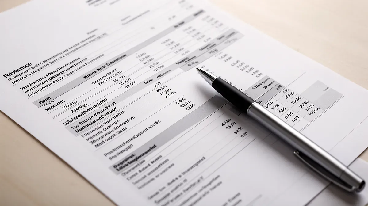 Gros plan d'une fiche de paie avec un stylo, montrant les calculs du salaire brut en net