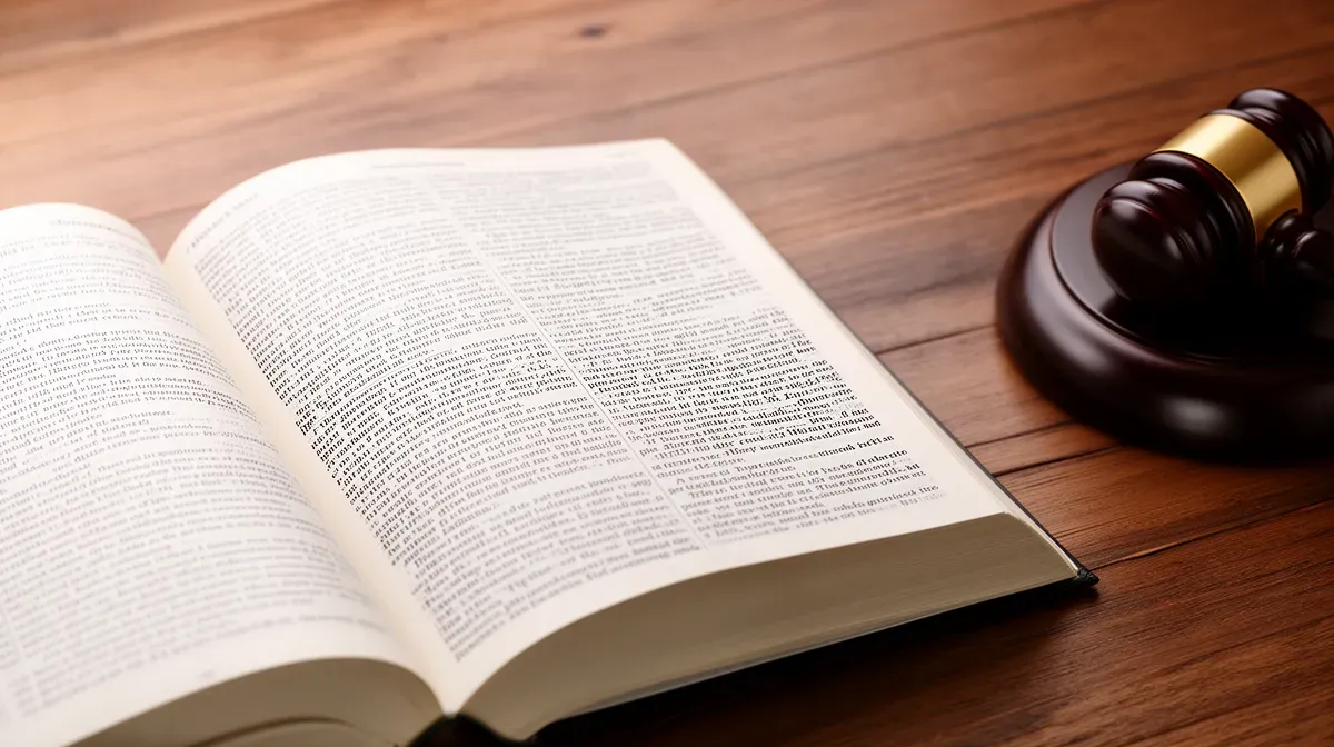 Livre de droit ouvert avec un marteau de juge à côté, représentant le cadre légal du salaire des élus