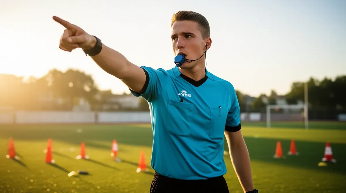 Jeune arbitre en formation sur un terrain d'entraînement