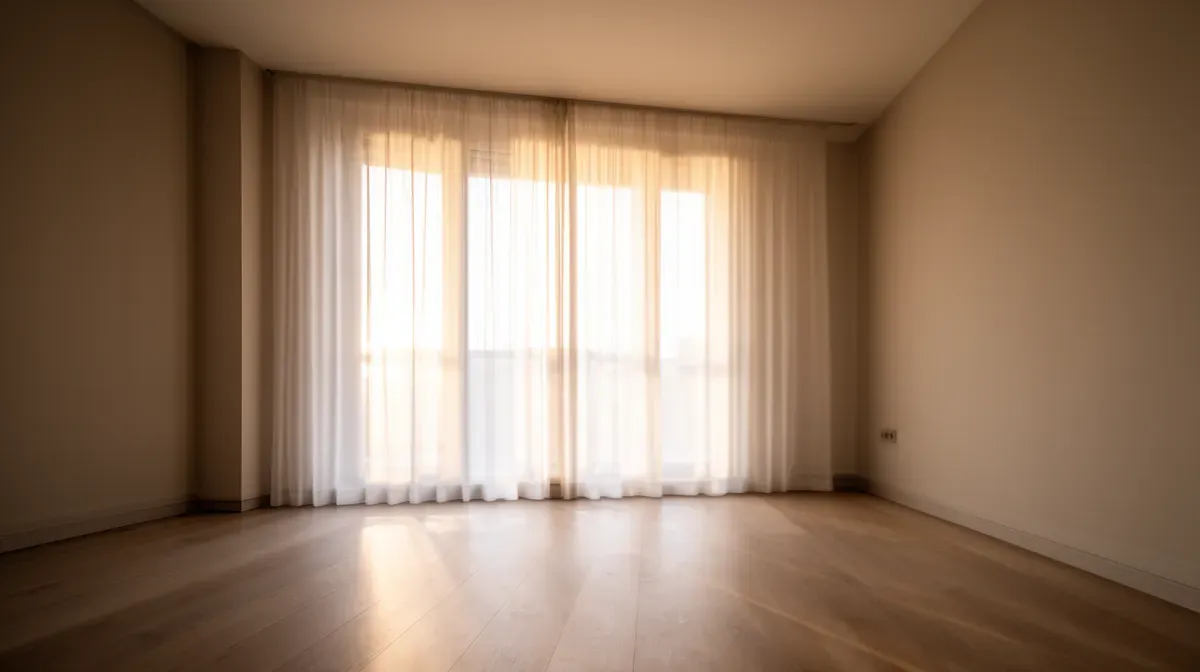 Intérieur d'un appartement moderne et sobre, illustrant la déclaration de patrimoine modeste de Jordan Bardella