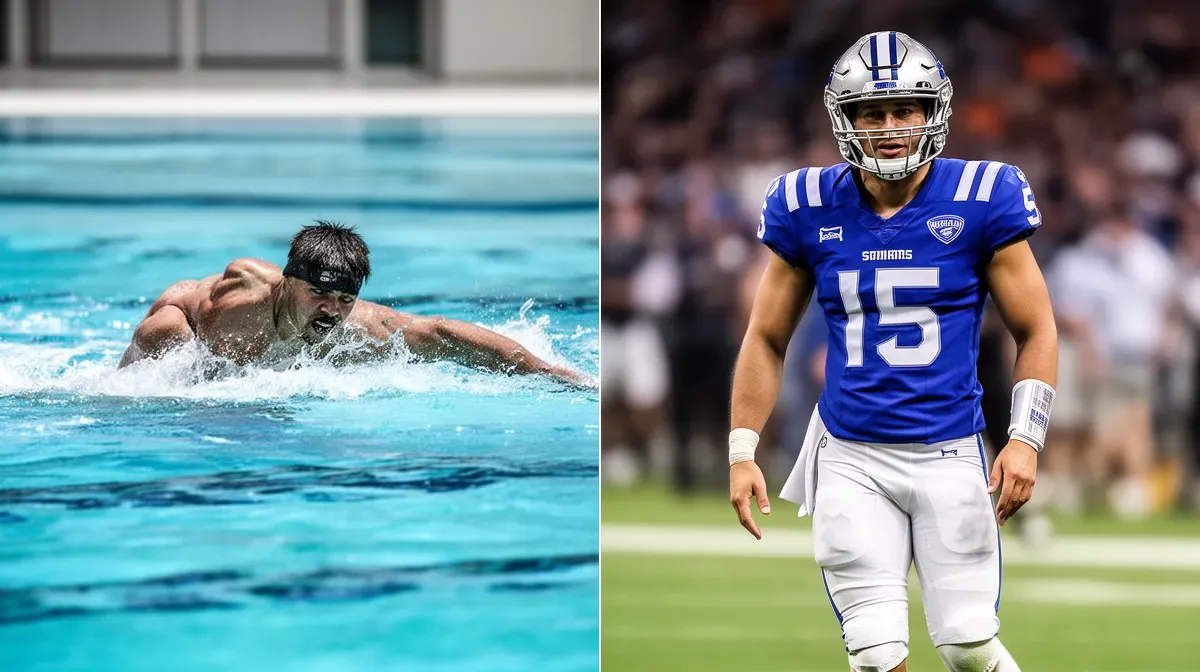 Comparaison visuelle entre un nageur et un joueur de football