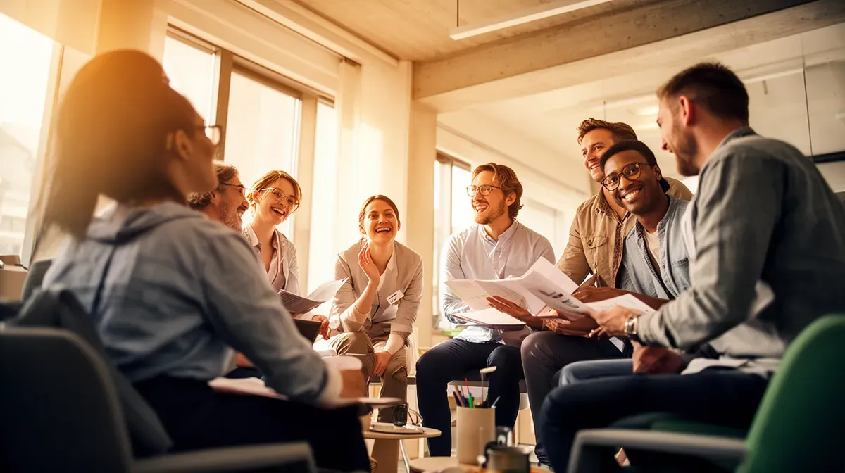 Groupe de travailleurs dans un bureau moderne en Belgique, illustrant le contexte du SMIC